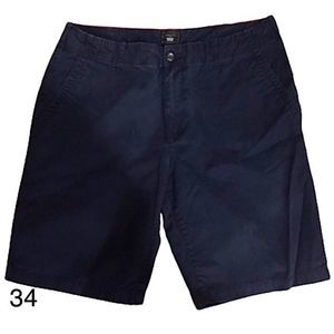 GAP Mens Flat Front Navy Blue Longer Length Chino Shorts Sz 34